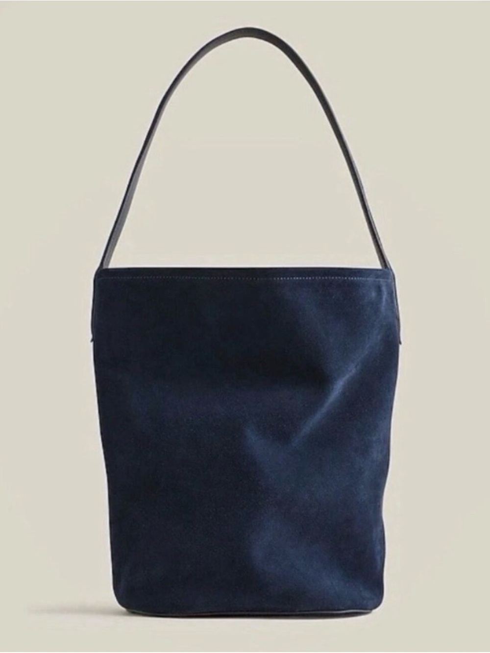 J. Crew Berkeley Bucket Bag Navy Suede / Black Leather